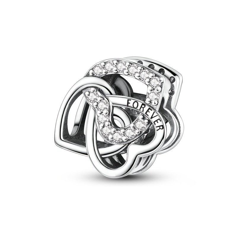 E-shop 925 Silberplattiertes Drei Geflochtene Herzen Perlen Charm Schlangenknochen Armband, Damen Alltagskleidung Valentinstagsgeschenk Schmuck