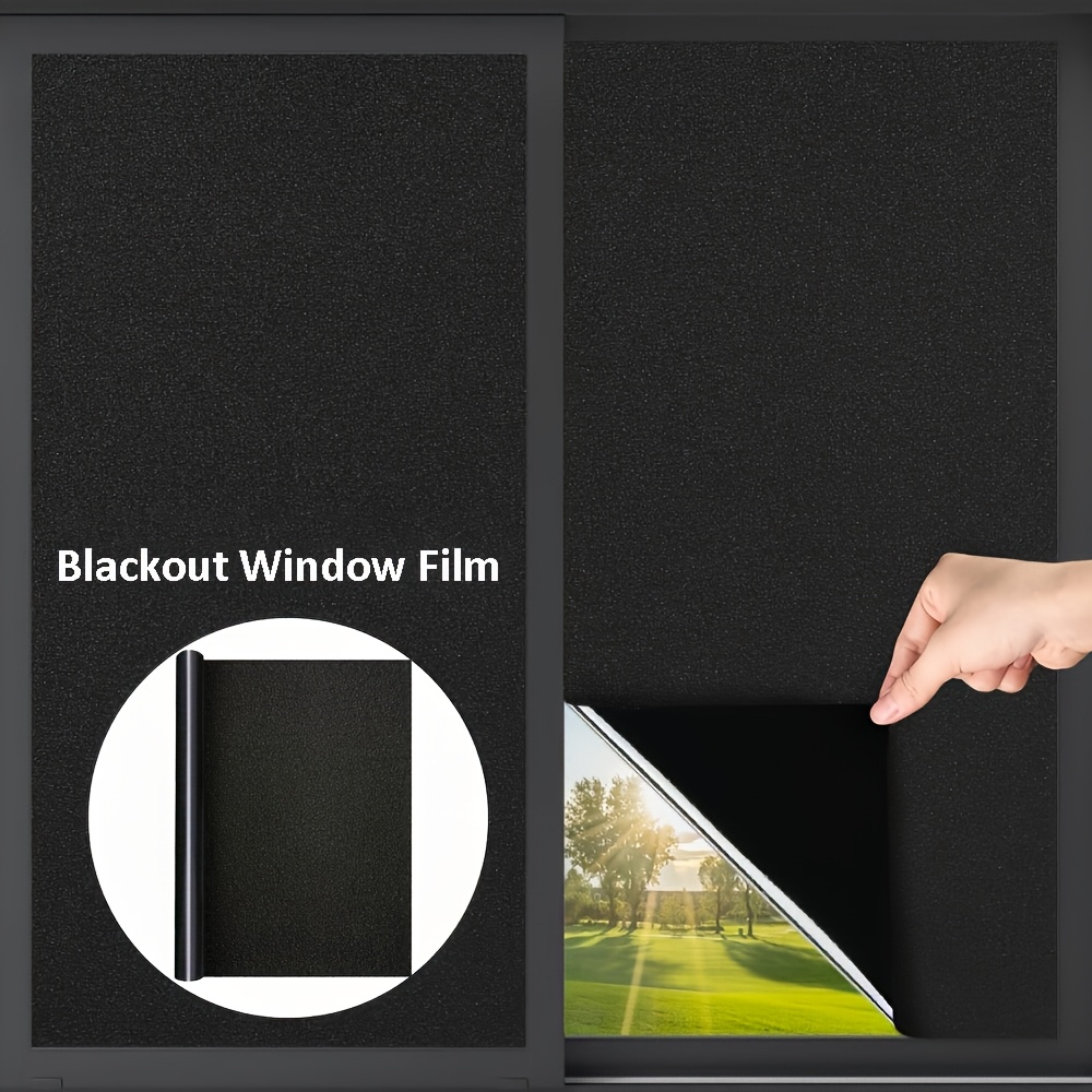 TEMU 1 Roll Black Frosted Full Blackout Window Film, Privacy Protection, Glass Window Film Sticker, Room Darkening Window Blackout, Suitable For Home