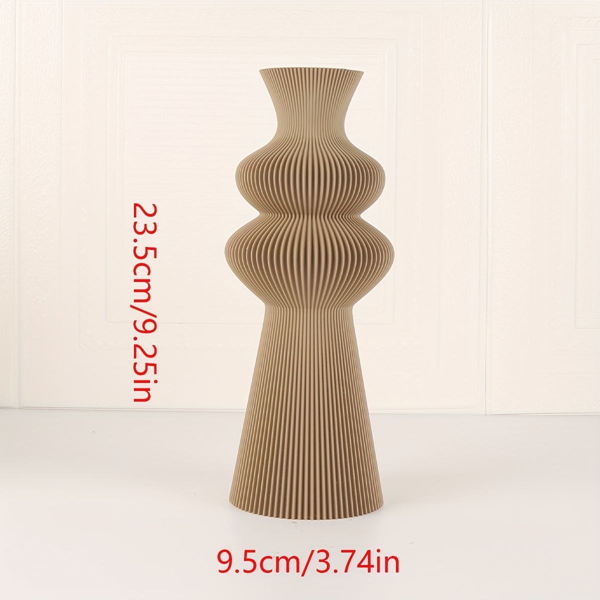 Image of 1pc Modern Minimalist Brown Plastic Vase With Textured Design - Ideal For Home, Office, Or Living Room Decor, Office Decoration | Textured Vase | Plastic Vase, Decorative Vase