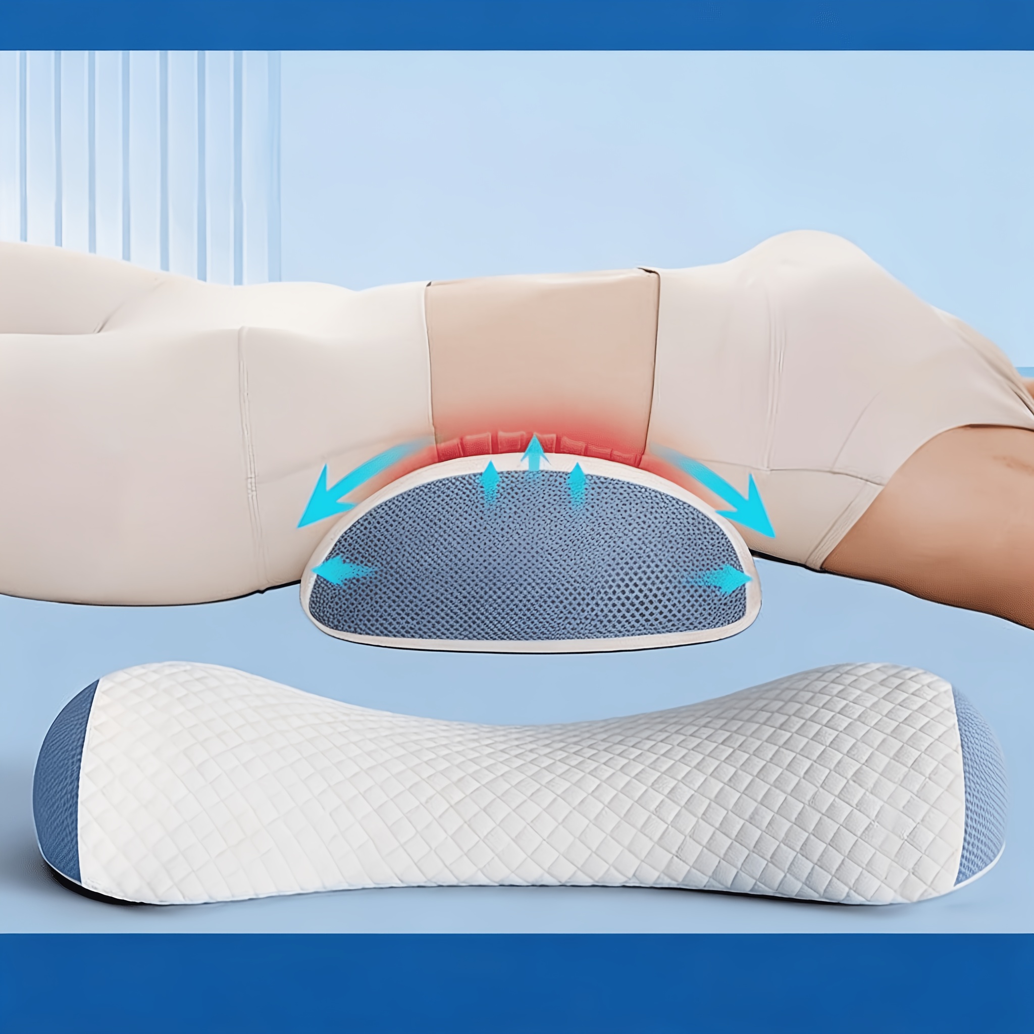 Image of Multi-use Memory Foam Ergonomic Support Pillow, Slow Rebound Neck And Lumbar Cushion With Breathable Mesh For Bed Sofa Floor
