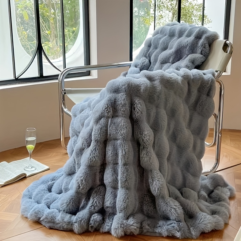 Imitation Rabbit Fur Blanket | Ultra Soft, Lightweight, All-Season, Machine Washable, Plush Comfort Bedding For Bedroom, Living Room, Travel | Available In Multiple Colors And Sizes