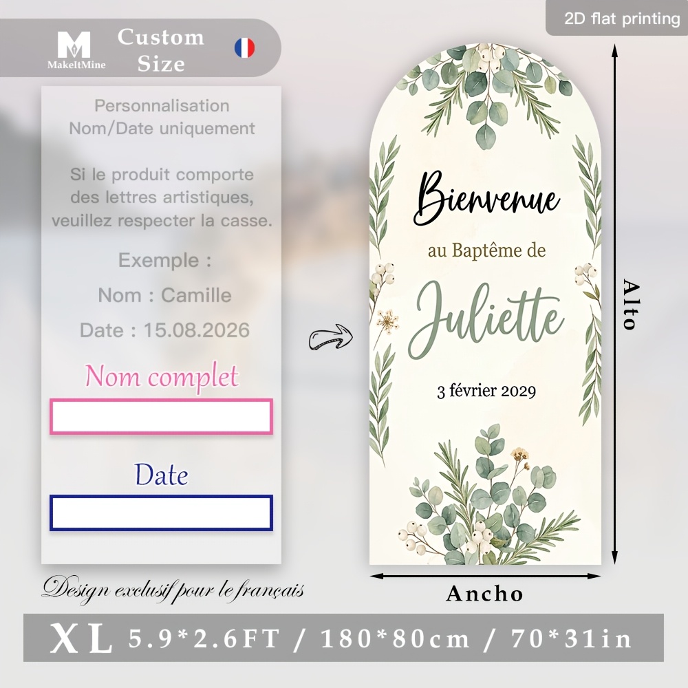 TEMU Personnalisation - Housse de couverture d' sur le thème "Baptême" français - Nom/personne baptisée personnalisés, Lancement de la foi / Cadeau