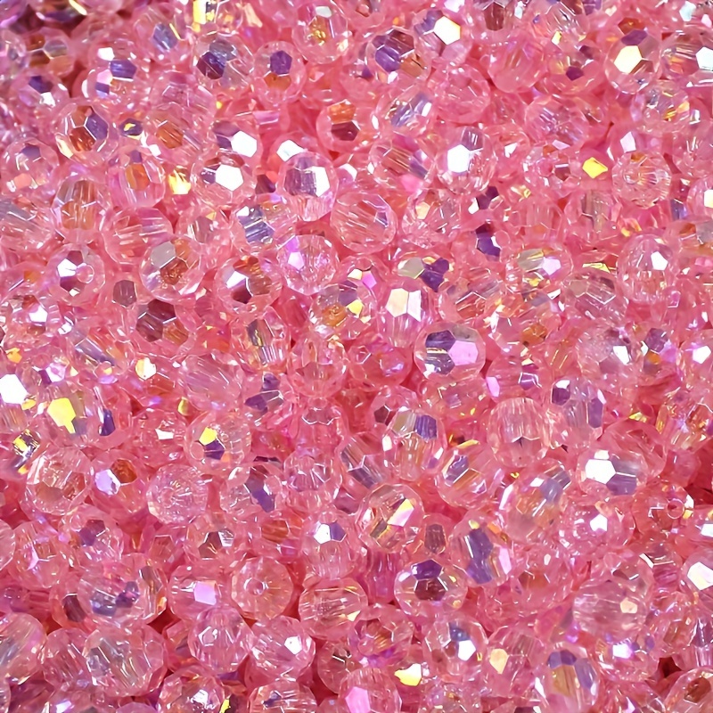 

500pcs Acrylic Beads, Rainbow Faceted Multi-angle, Ab Color Transparent Loose Beads For Diy Jewelry Making, Necklaces, Keychains, Crafts & Small Business Supplies