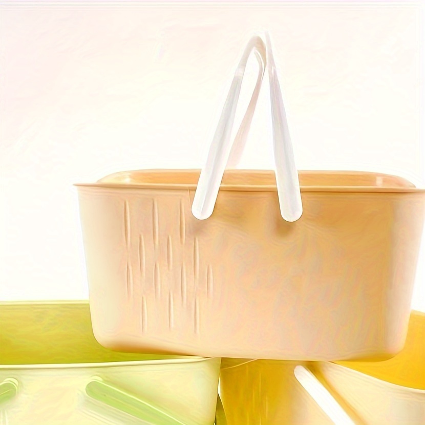 Cesta de almacenamiento apilable de plástico Glam - Cubo organizador de uso múltiple con tapa abierta para picnic y baño