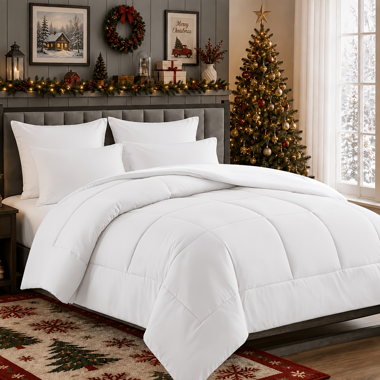 TEMU Ultra Soft All Season Duvet Insert, Breathable & Machine Washable, Box Stitched Solid Color Comforter For Cozy Bedroom, Includes Single