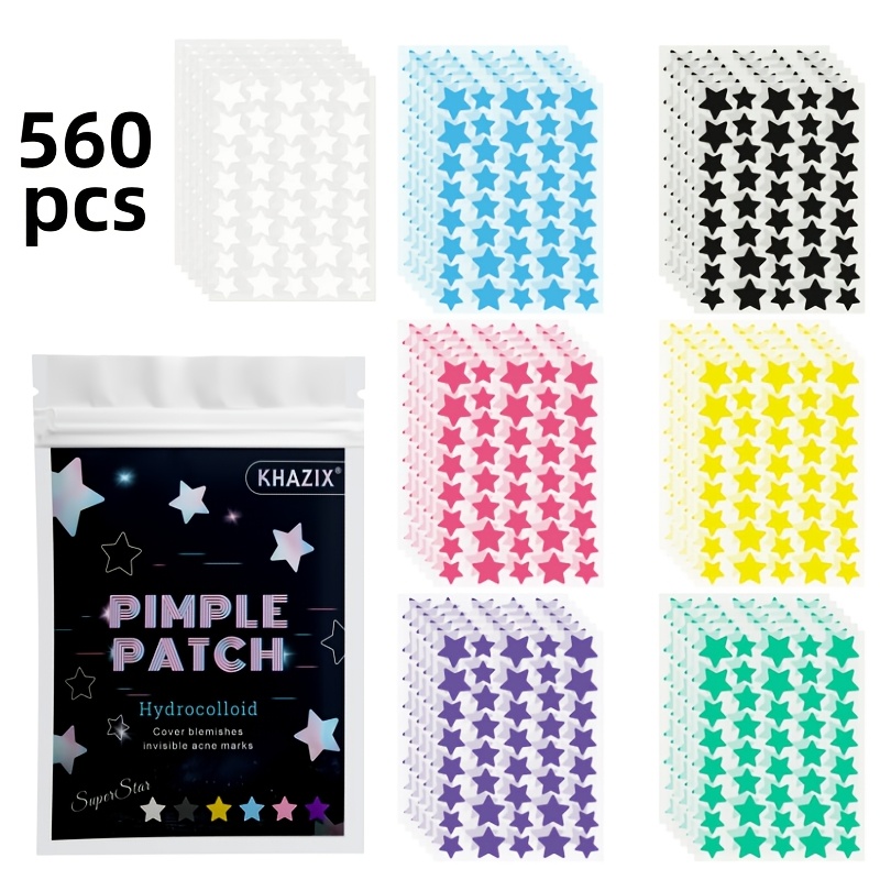 Image of 560pcs Star Shaped Hydrocolloid Pimple Patches, Cute Colorful Blemish Spot Stickers, Gentle Non-irritating Facial Skin Care For Daily Use