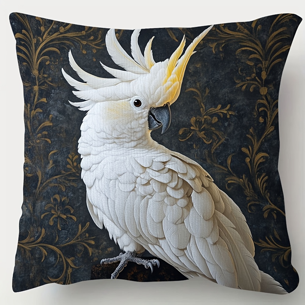 TEMU 1pc Sulphur- Decorative Pillow Cover, 18"x18" - With Golden Design, Traditional Style Polyester Fabric, Zip Closure, Sofa, Living Room, Bedroom,