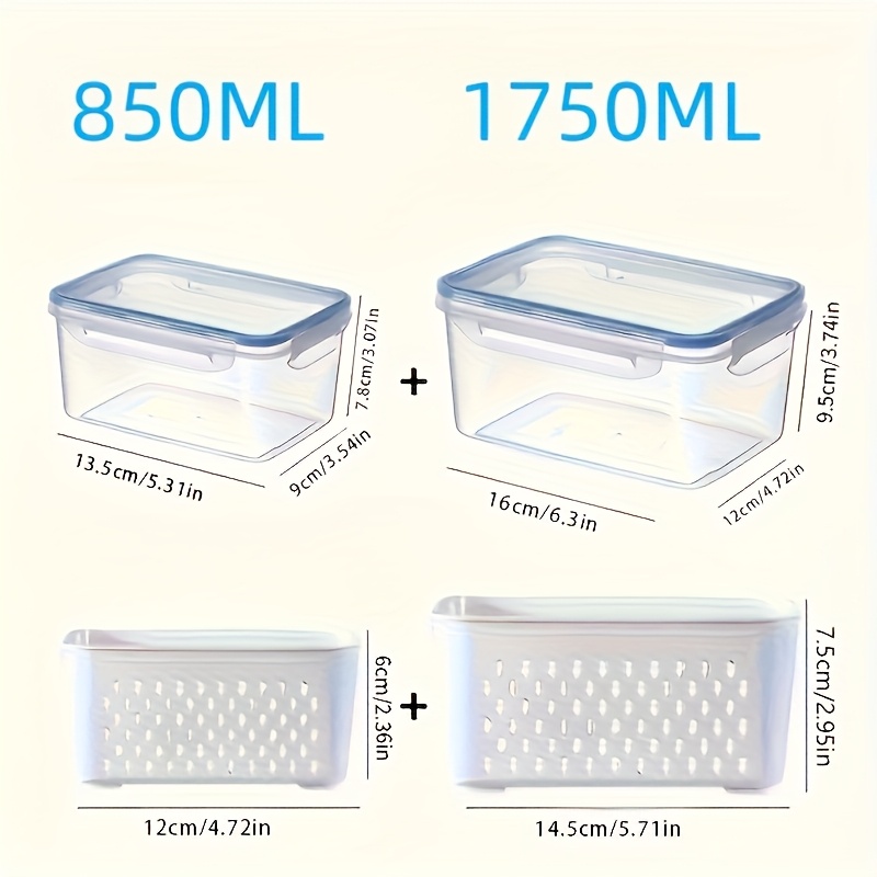 4pcs set large capacity fruit storage containers for fridge with removable colander airtight food storage container dishwasher safe produce saver for refrigerator keep berry     2 boxes 2 drain baskets