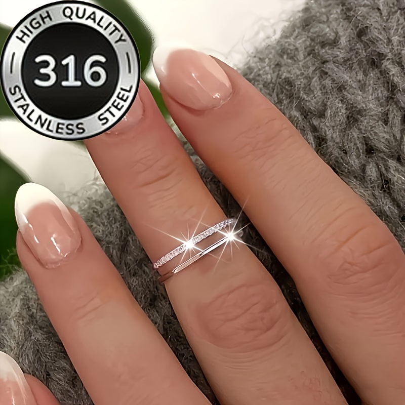Women's Elegant 316 Stainless Steel Double-Head Ring