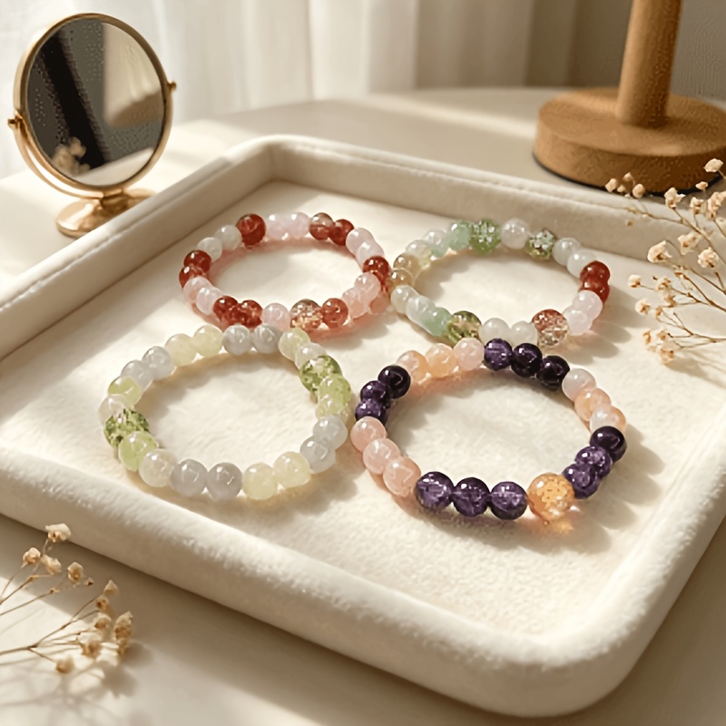 4pc Crackle Purple Gradient Beaded Bracelet Set