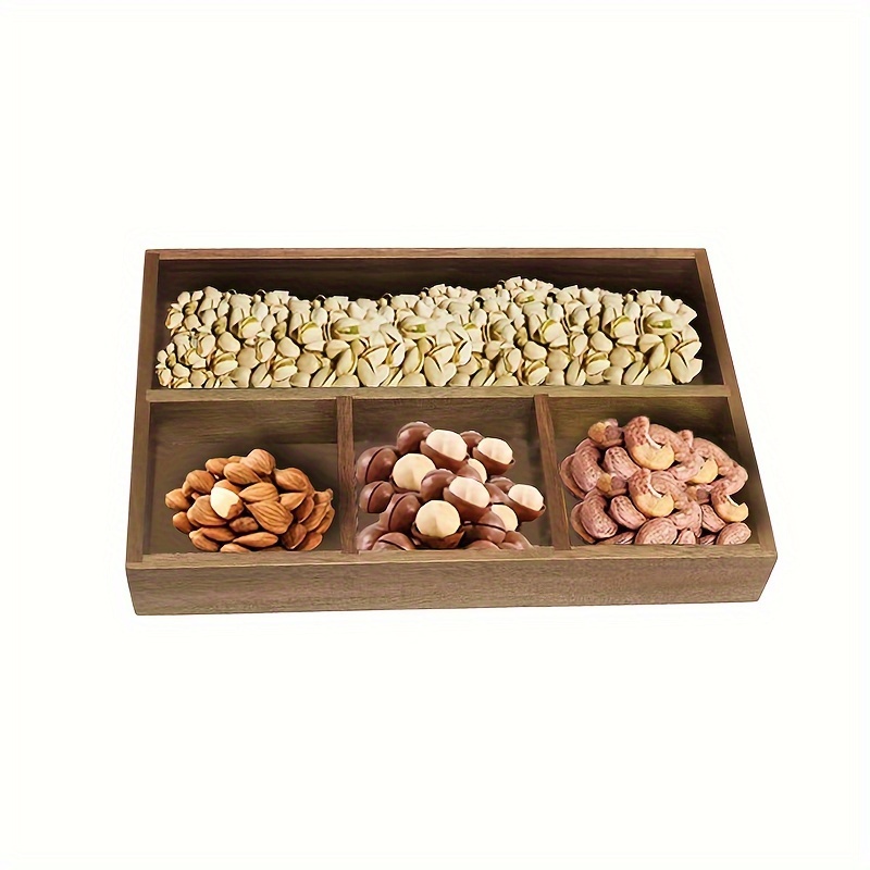  Snack Organizer for Countertop, Wooden Snack Tray and