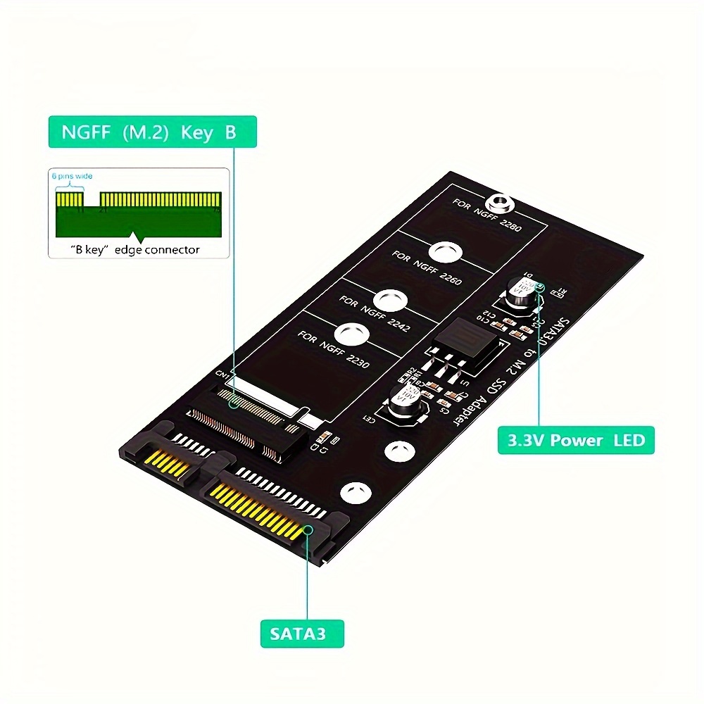 

Adaptateur de carte M.2 NGFF vers SATA 3.0 : Boostez votre stockage avec un disque SSD au protocole B&M Key 2230, 2280, 2242