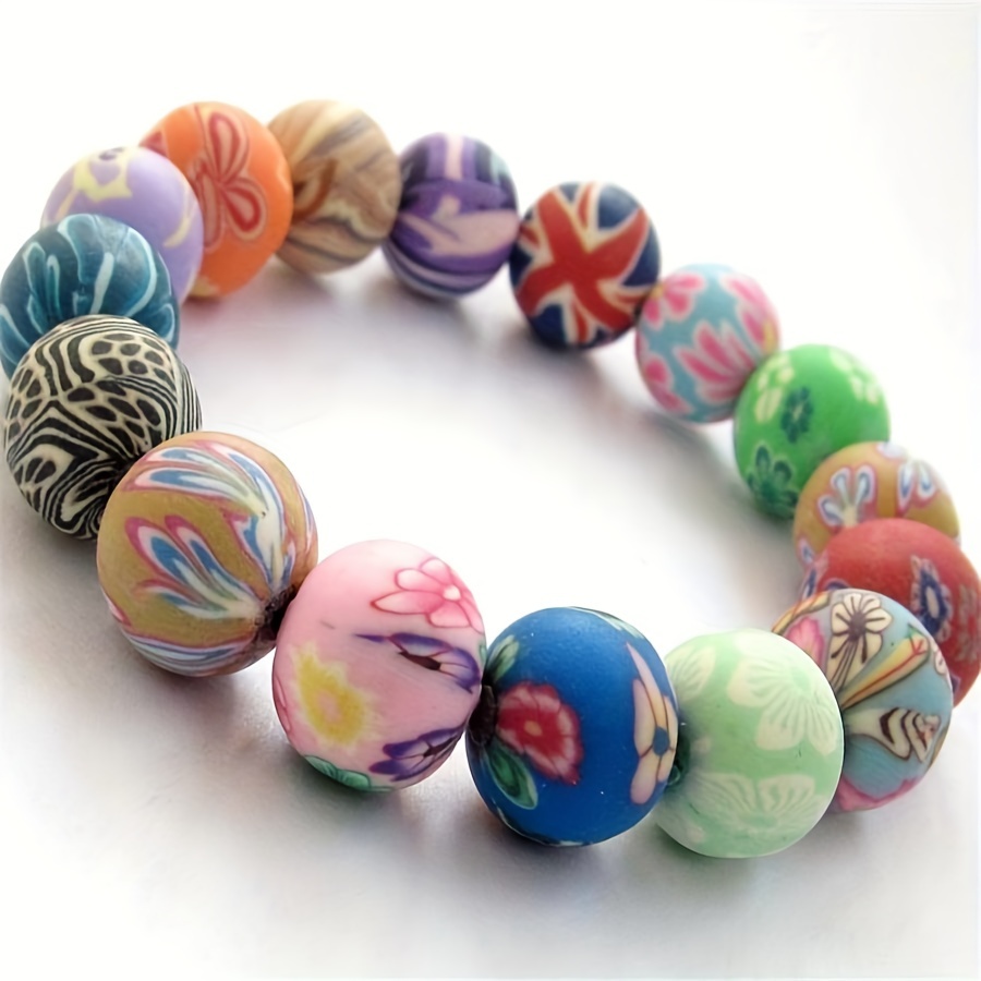 12mm Handmade Stylish Design Chinese Style Colorful Beads Soft Clay Elastic Bracelet For Women, Gift Bracelet For Men, Cuff Bracelet