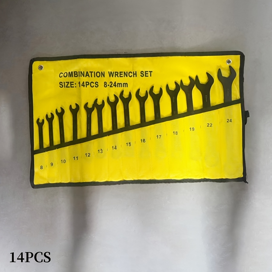 Ultra-thin Double-ended Wrench Set, Industrial-grade Combination Wrench, 14pcs Automotive Repair Tool Set, 8mm, 9mm, 10mm, 11mm, 12mm, 13mm, 14mm, 15mm, 16mm, 17mm, 18mm, 19mm, 22mm, 24mm