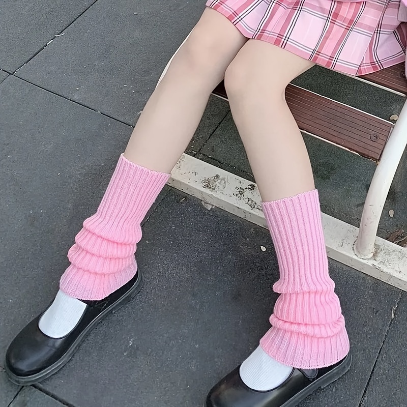 

Solid Knitted Leg Warmers, Simple Warm Knee High Socks For Fall & Winter, Women's Stockings & Hosiery