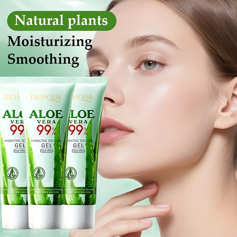 Set 3 bucăți Gel Hidratant cu Aloe Vera 99%, Conține Extract de Aloe Vera, Hidratează și Hidratizează Profund, Efectează Eficient și Îngrijește Pielea, Potrivit pentru Față, Corp, Mâini, Picioare, Utilizare pe Tot Corpul, Formulă Sigură și Hipoalergenică