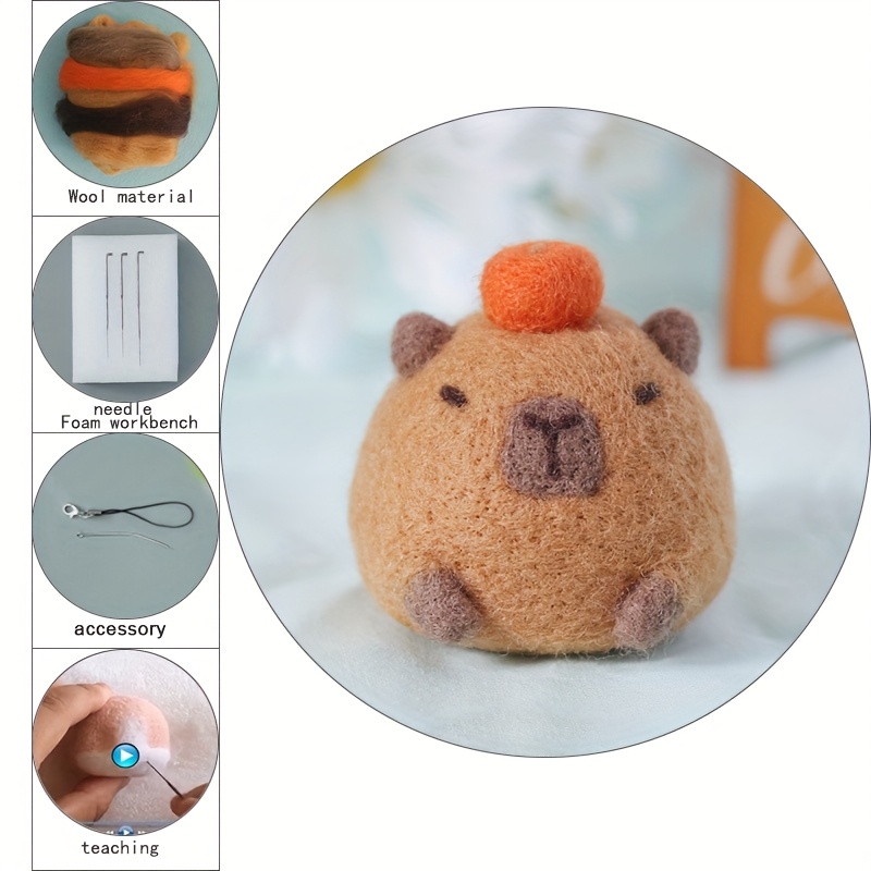 TEMU A Kit For Making A Small Orange Capybara With Wool Felt, Crafting As A Thoughtful Gift For