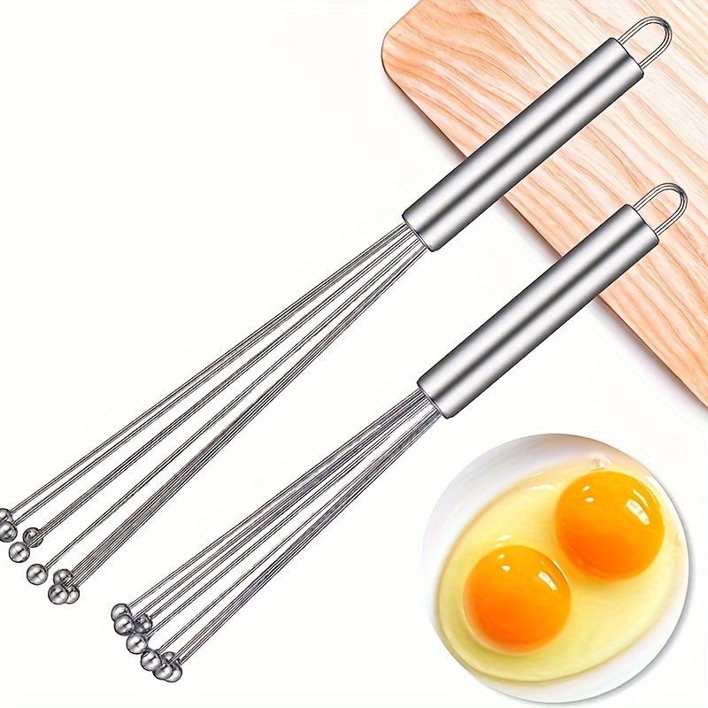 

1pc/2pcs 10 "12" Stainless Steel Ball Whisk Hand-held Bead Egg Cream Whisk Kitchen Baking Tool