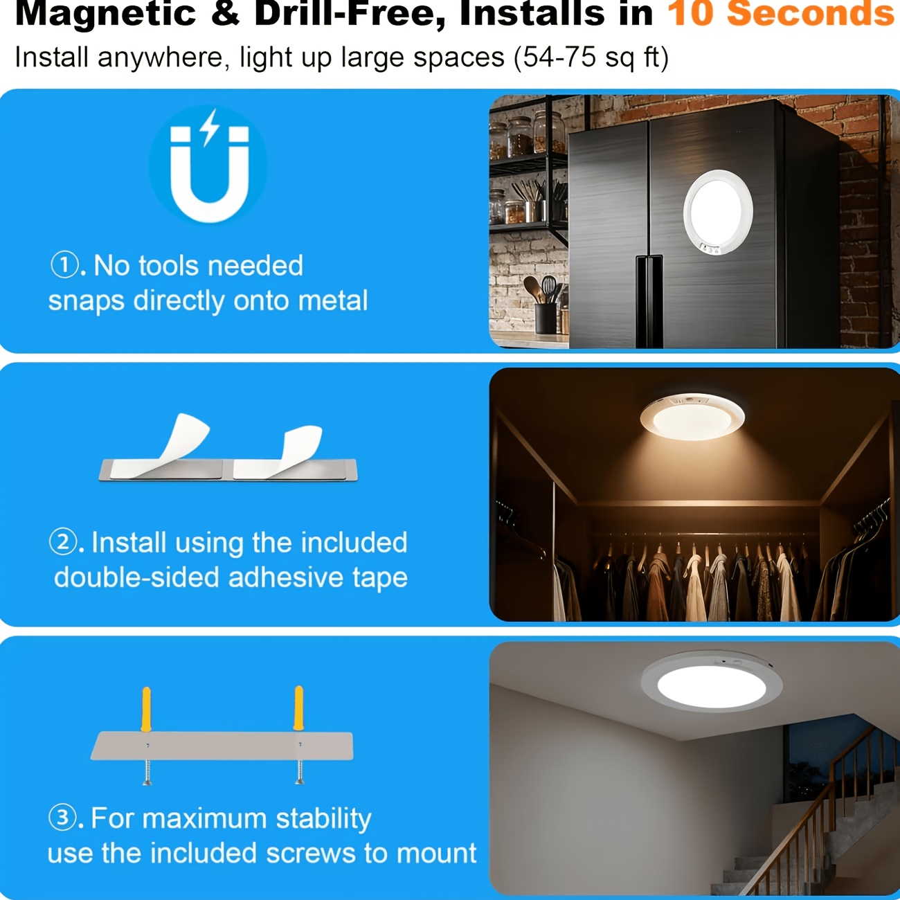 Smart LED Motion Sensor Ceiling Light with Adjustable Color Temperature