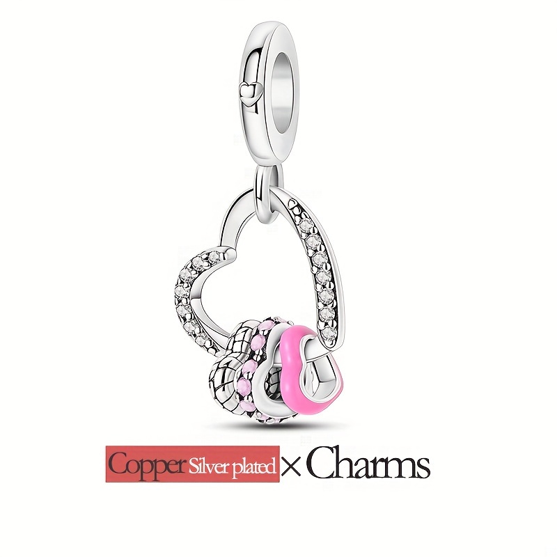 

A Copper-plated Silver Low-allergy Heart Multi-loop Sparkling Zirconia Pendant Necklace Suitable For Ladies' Jewelry Gifts, Original Brand Bracelets.
