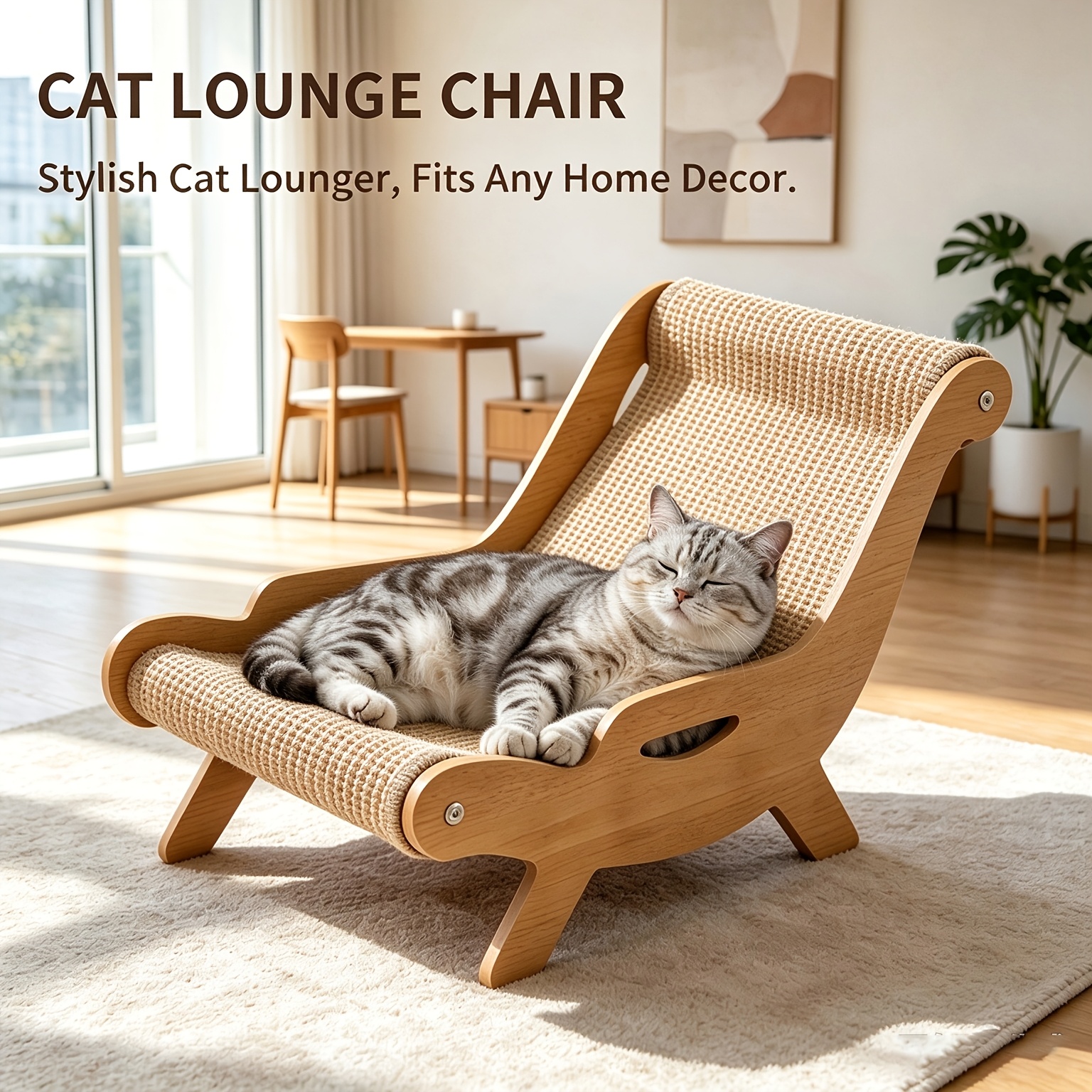 Cat Scratcher Lounge Chair, 2-in-1 Cat Bed And Sisal Cat Scratching Pad, Ergonomic Curved Cozy Cat Lounger Chair, Cat Furniture For Indoor Cats Kittens