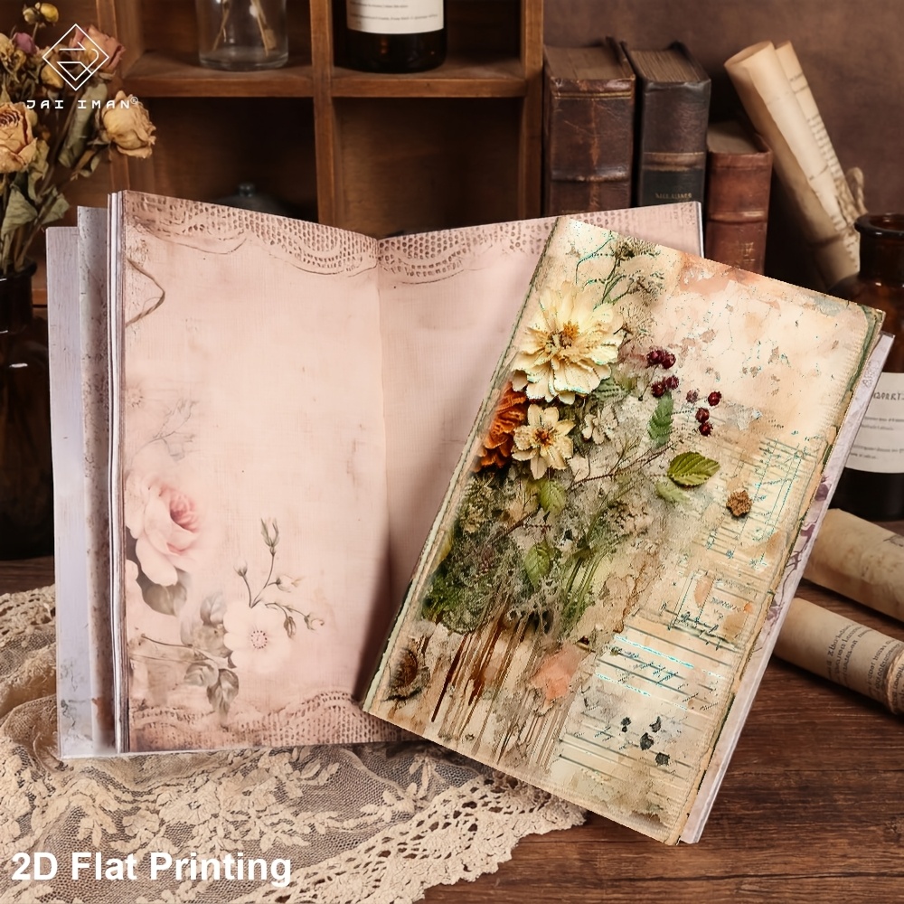 TEMU 2d Flat Jai Iman 96 Pages (non-repeating Patterns) A5 Size Junk Journal Book With Old Lace Patterns For Personal , Paper Craft, Diary, Souvenir,