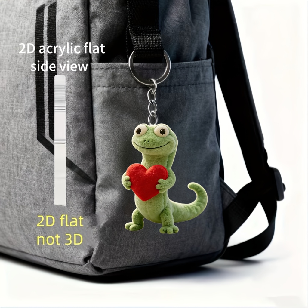 E-shop 2D-Flach, [2D-Flach] ., 2D-Acryl, zärtlich-liebevolle Eidechse, einzigartiger Schlüsselanhänger für Damen, Schlüsselkette,