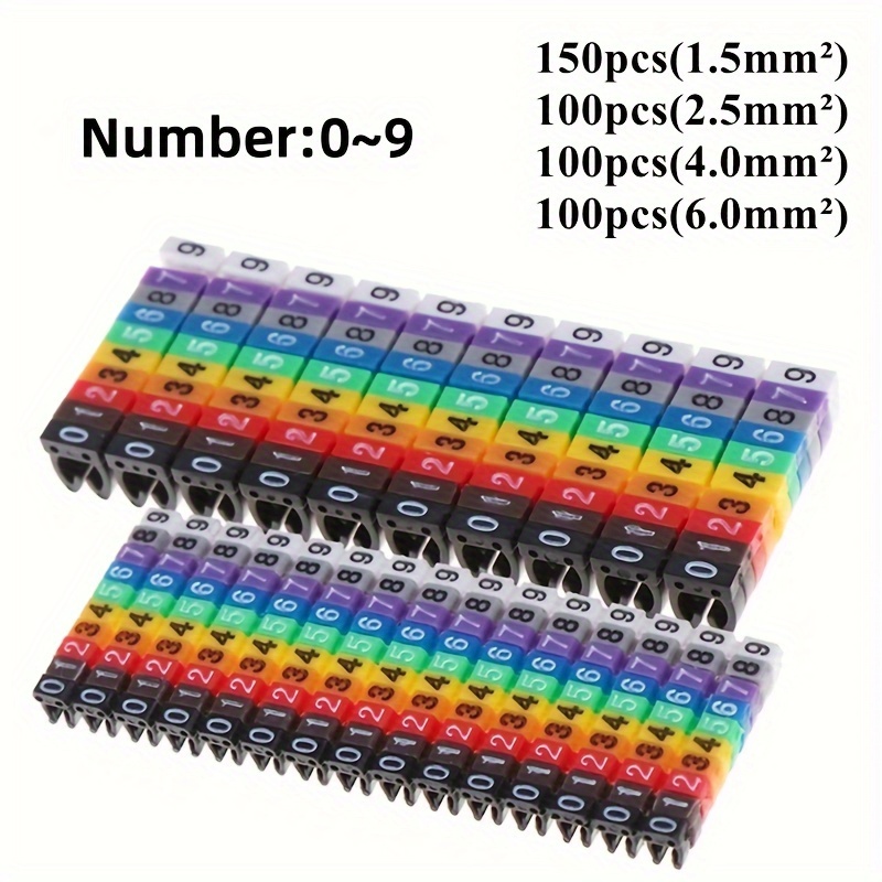

100pcs/150pcs Cable Markers Wire Marker Multicolor Number Letter Tidy Marking Stuck Cord Sleeve 2-8mm For Cat5e Cat6 Type
