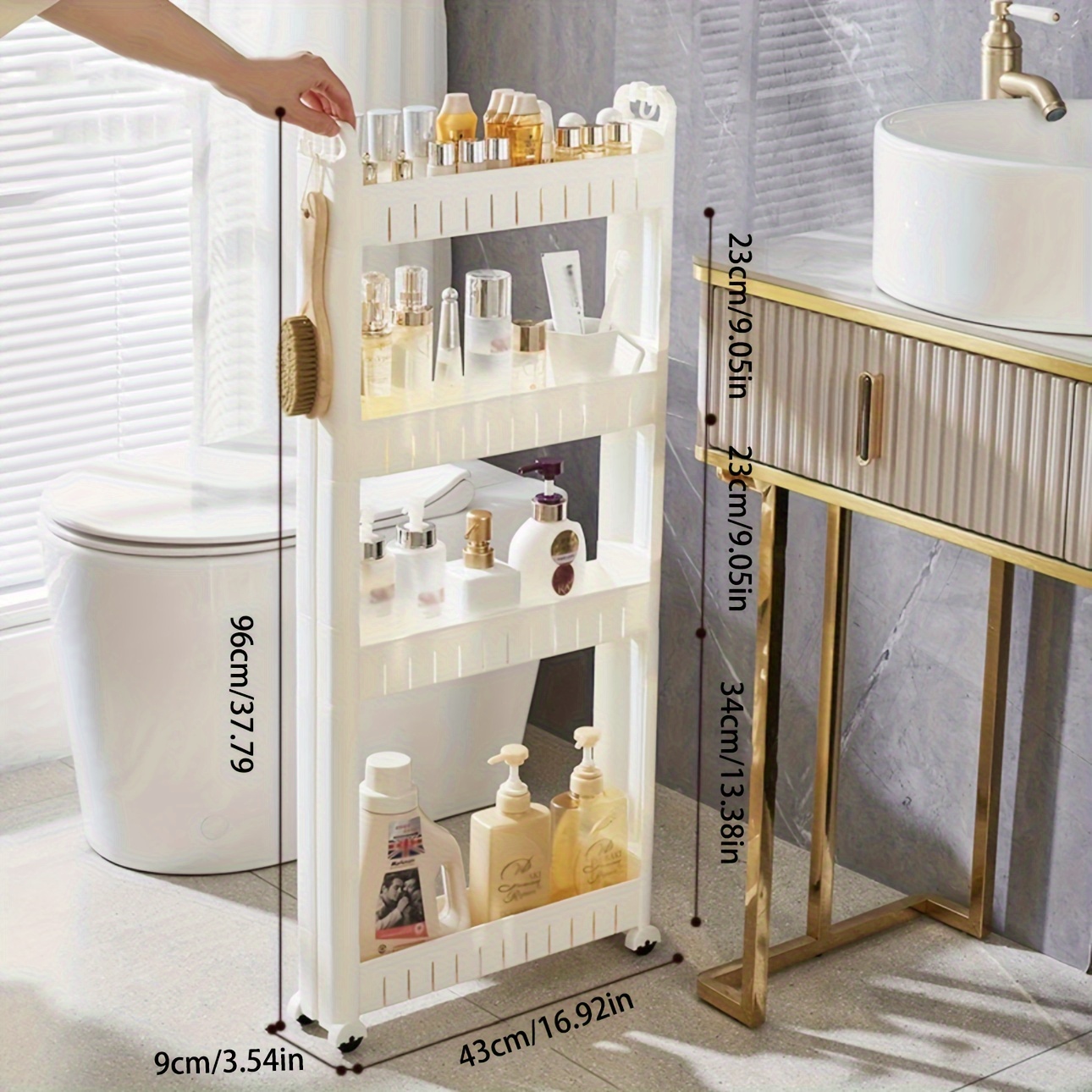 Armadietto portaoggetti stretto con ante e ripiani, alto e sottile, per bagno, cucina, con ripiano regolabile, organizer per carta igienica, armadio in lino a 4 strati (bianco