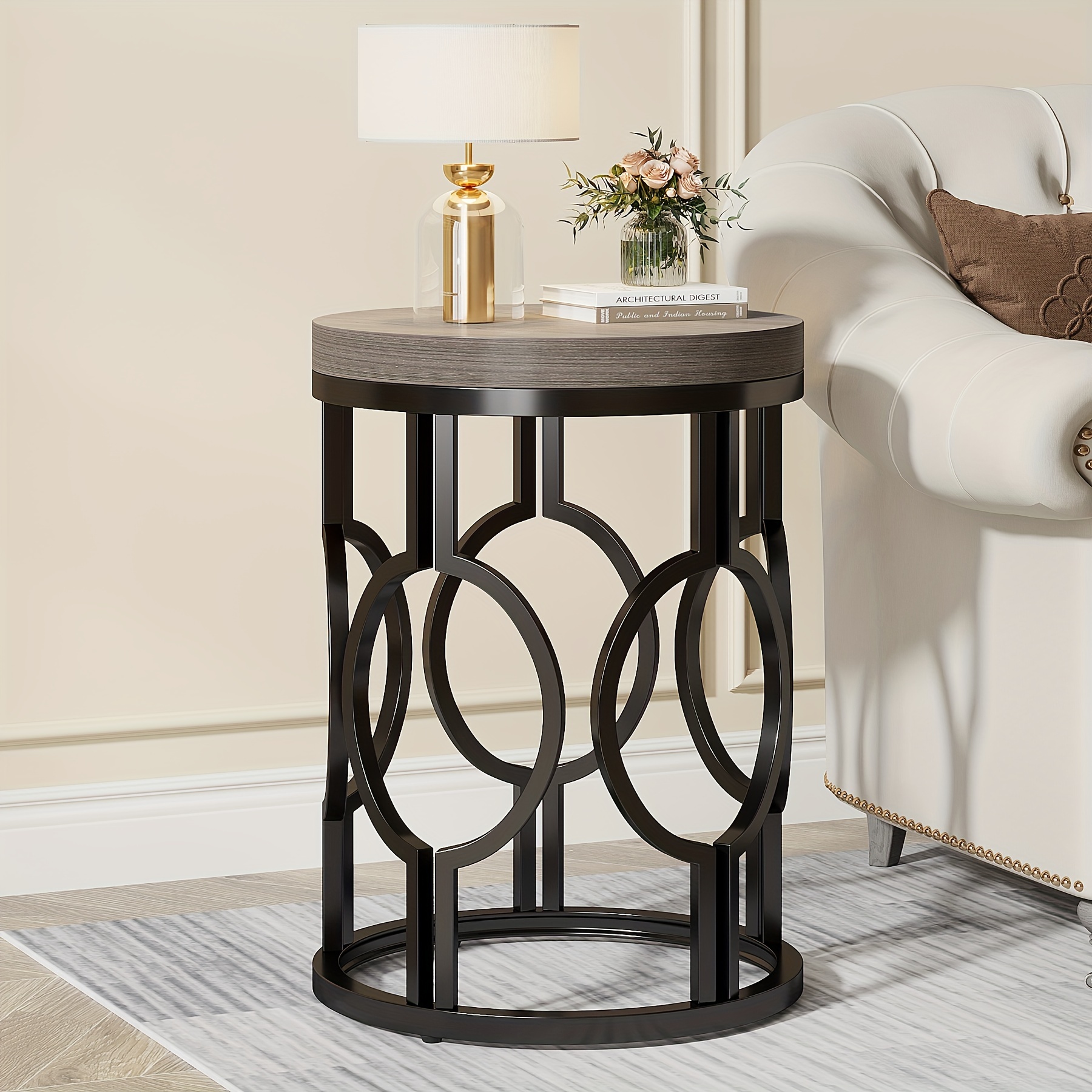 

Round End Table, Table Metal Frame, Small Nightstand For ,