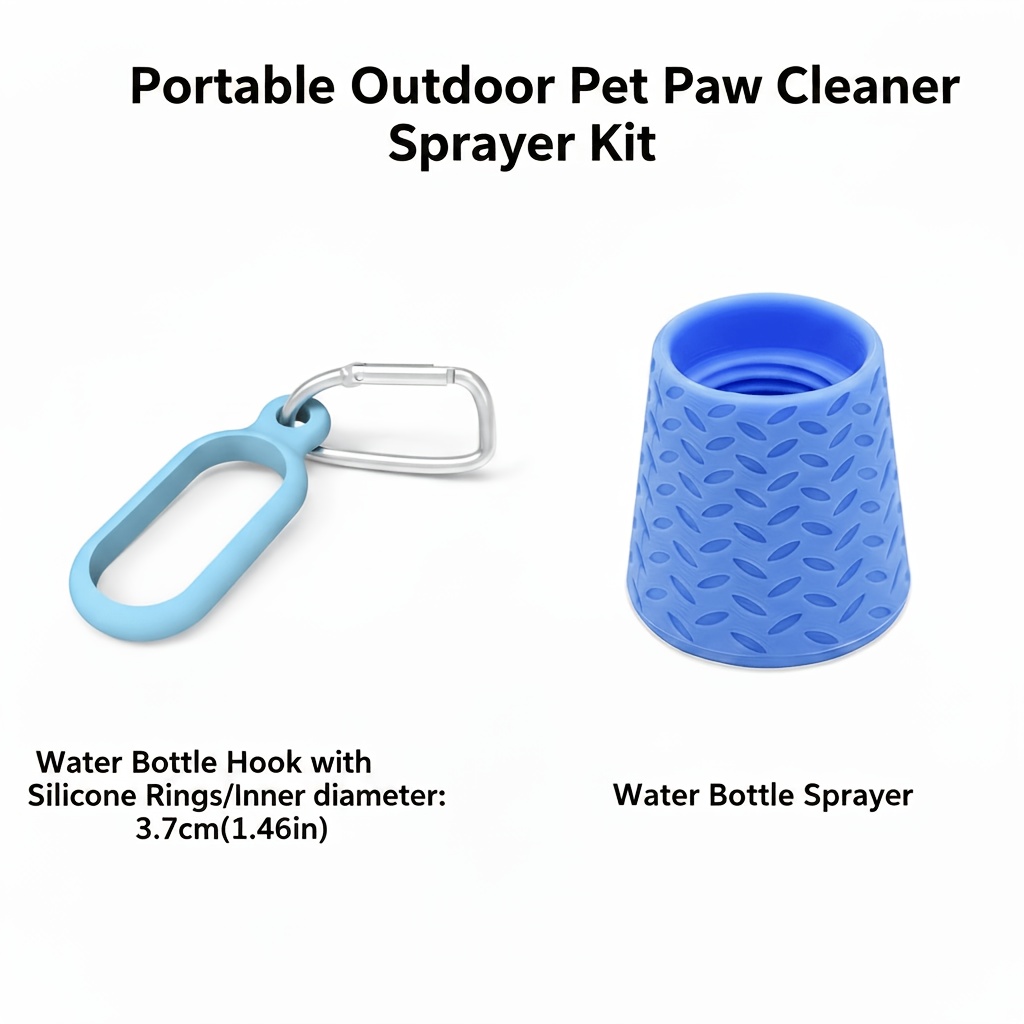 TEMU 2pcs Portable Outdoor Cleaner Sprayer Kit, Multi-aperture Screw-on Water Bottle Shower Head With Water Bottle Hook And Silicone Rings, Fits Most