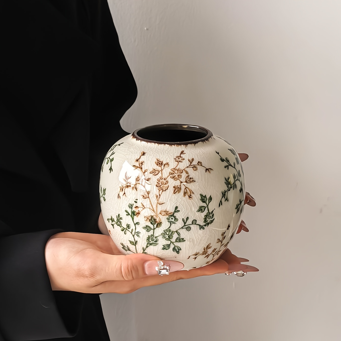 TEMU 1 pièce Vase en céramique vintage de style américaine, adapté aux fleurs séchées, aux fleurs fraîches et aux plantes hydroponiques - Pot