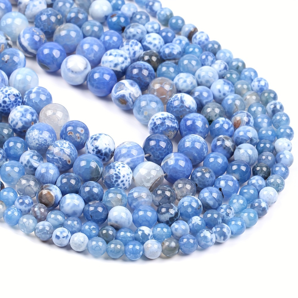 

Blue & Agate Beads For Jewelry Making - Natural Stone, Round Loose Spacer Beads In Sizes 4mm-10mm, Diy Bracelet & Necklace Supplies, 15" Strand