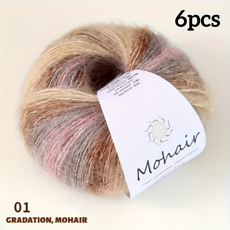 TEMU 25 Colores, Juego de 6 Ovillas de 150g, Hilo de Mohair Degradado, Múltiples Opciones , para Tejer Suéteres, Chales, Bufandas, Bolas Tejidas a