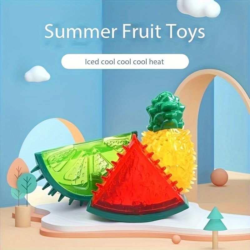 

Cooling Fruit-shaped Dog Chew Toy - Durable Tpr, Squeaky For Dental Health & Summer Fun, Ideal For Small Breeds