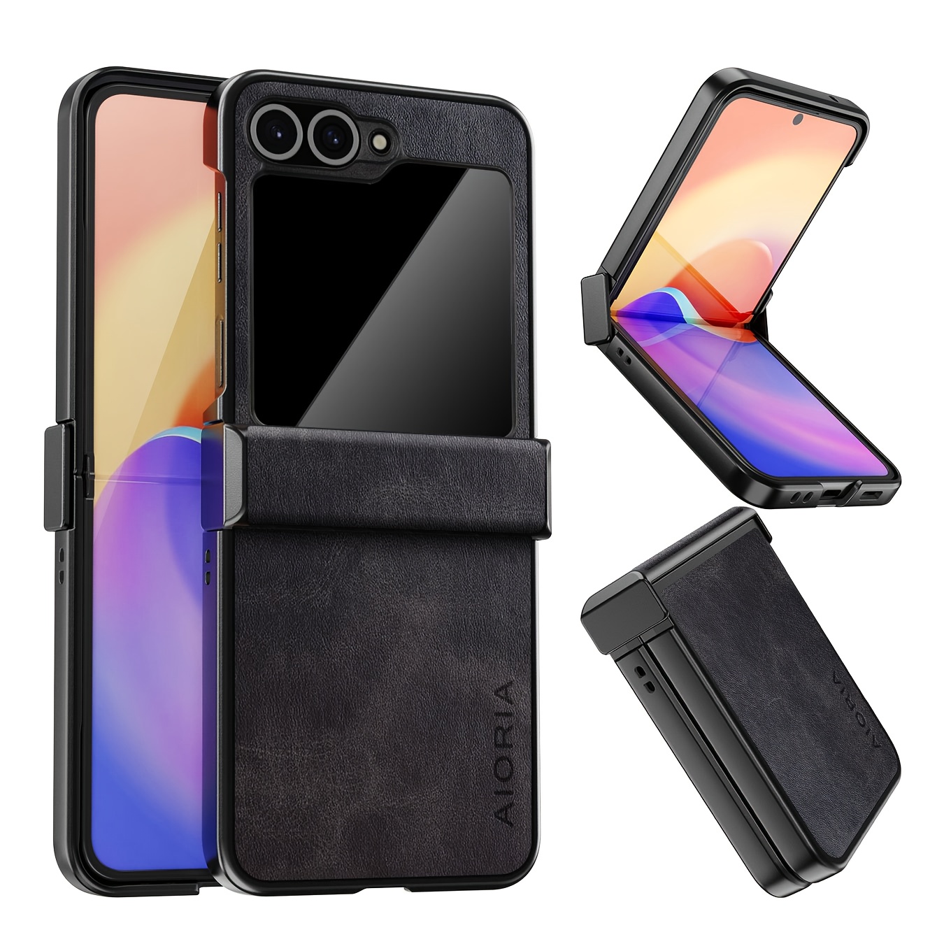 TEMU Phone Case - For For Galaxy Z Flip 7/ Fe Case Fashion Durable Faux Leather Phone Case