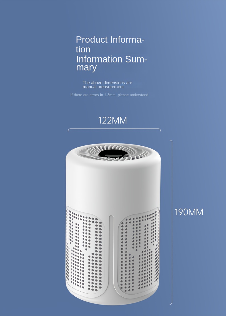 USB- Portable Air Purifier with Negative Ion Technology & HE-like Filter-like Effect - Eliminates Formaldehyde, Smoke, Odors, Allergens, Dust, Pet & Smoke - Plug-in Air for Home, Office, Car, Bedside (USB-