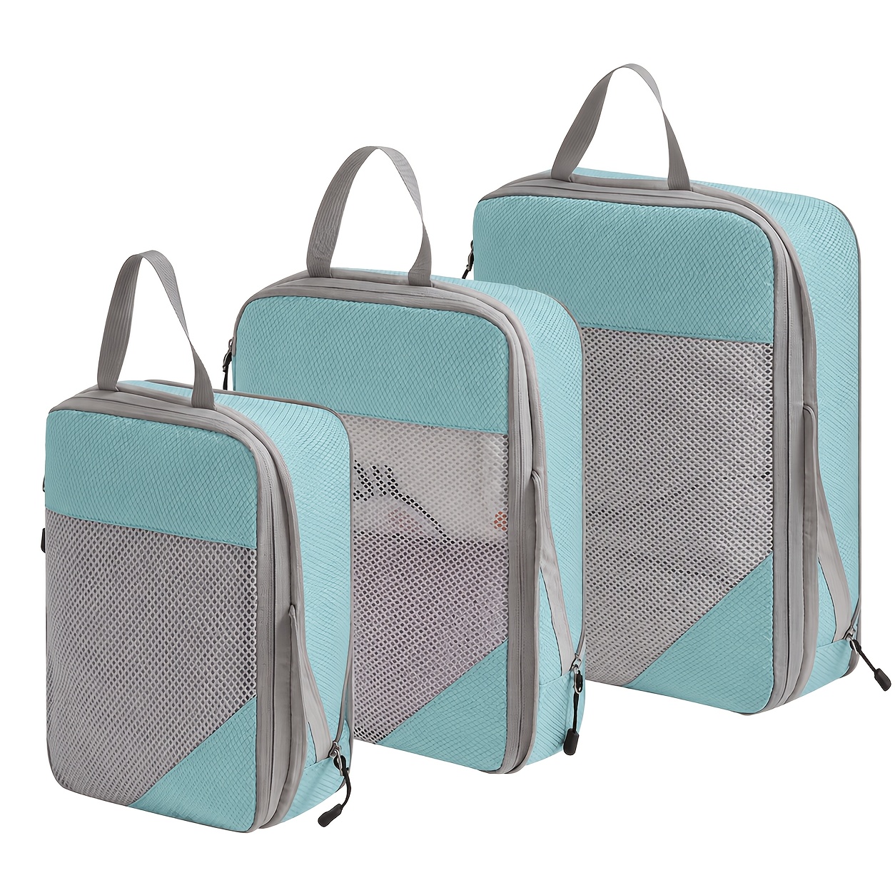 TEMU 3pcs Set Travel Compression Packing Cubes Suitcase Compression Travel Organizer Bags For Carry-on, Ideal For Travel And , Space-, And Easy To