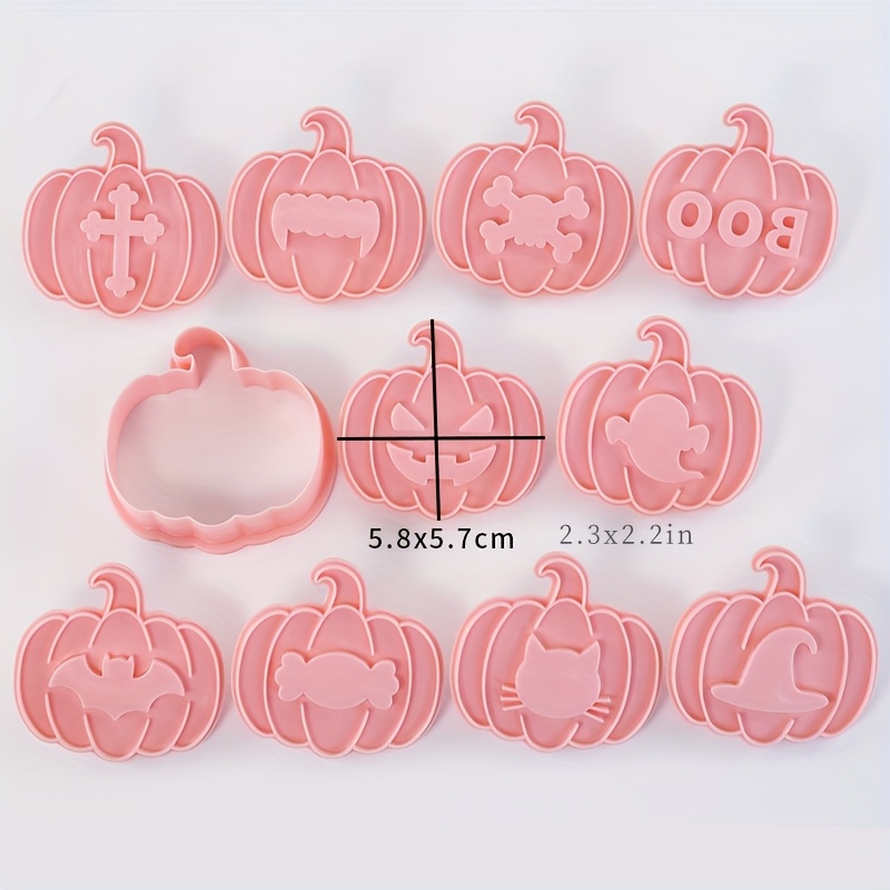 Set Of 10 Halloween-themed Cookie Cutters For Making Pumpkin-shaped Biscuits, Perfect For Trick-or-treating