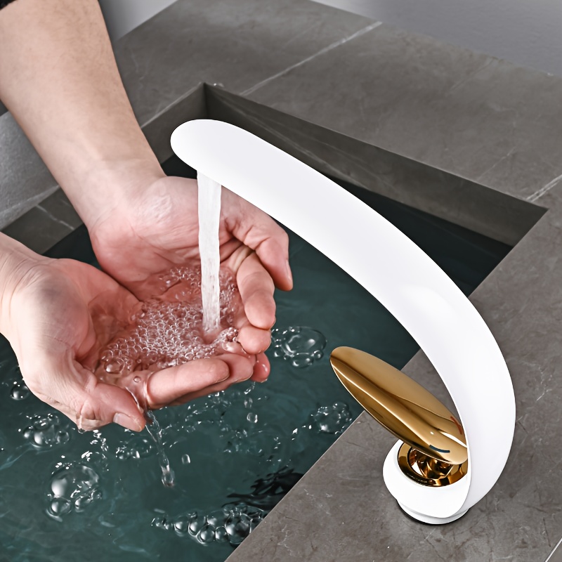 1 szt. Biały kran Kreatywny uchwyt galwaniczny Kuchnia Umywalka do łazienki Kran ciepłej i zimnej wody do basenu i do użytku zawodowego Instrukcja pływania i korzystanie z hotelu