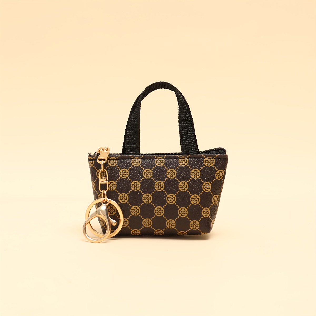 Image of Old Flower Polka Dot Pattern, Tote Bag Coin Purse, Stylish Keychain Bag Charm, Guangzhou Production Area