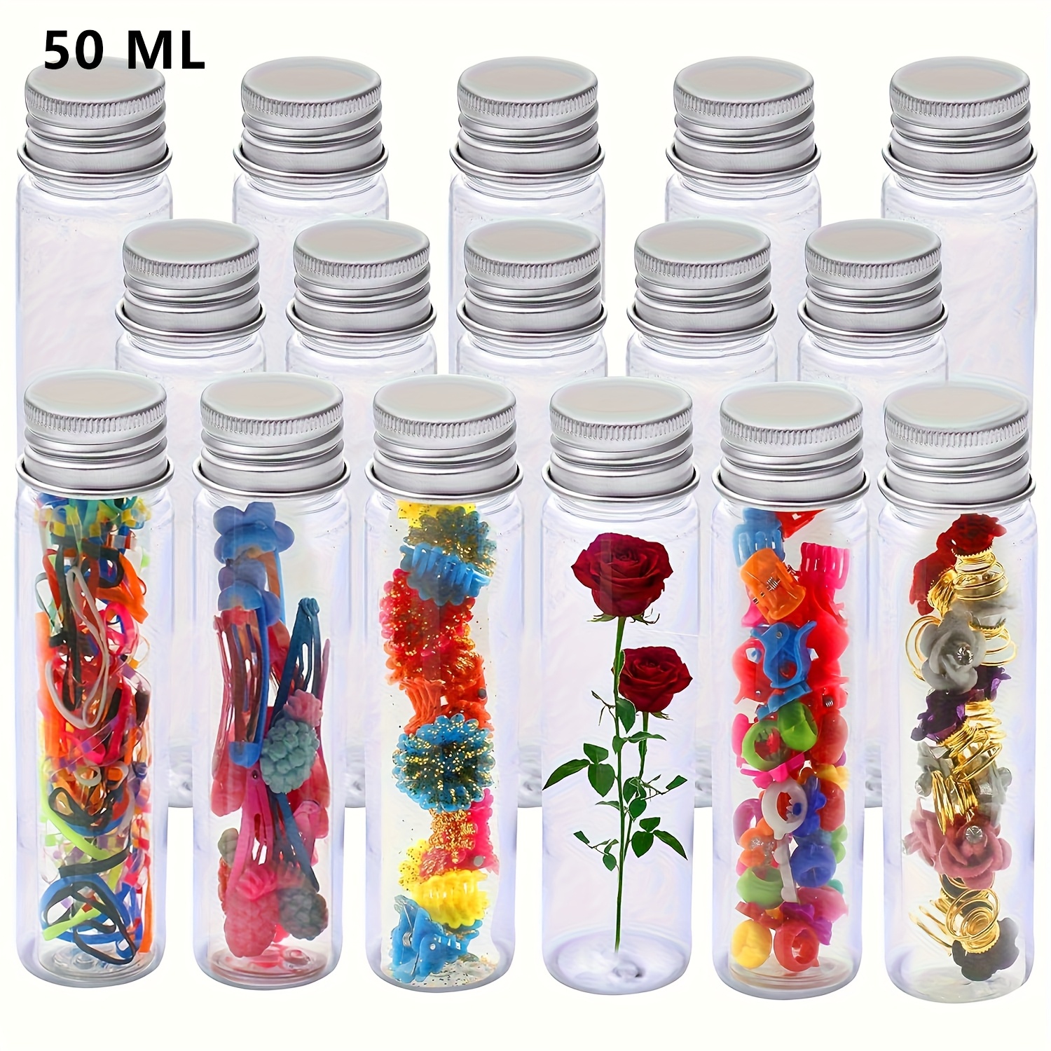TEMU 30pcs Transparent Plastic Test Tubes With Aluminum Screw Caps - Clear Sample Testing Tubes For Bath Salts, , And Liquids, Ideal For Laboratory