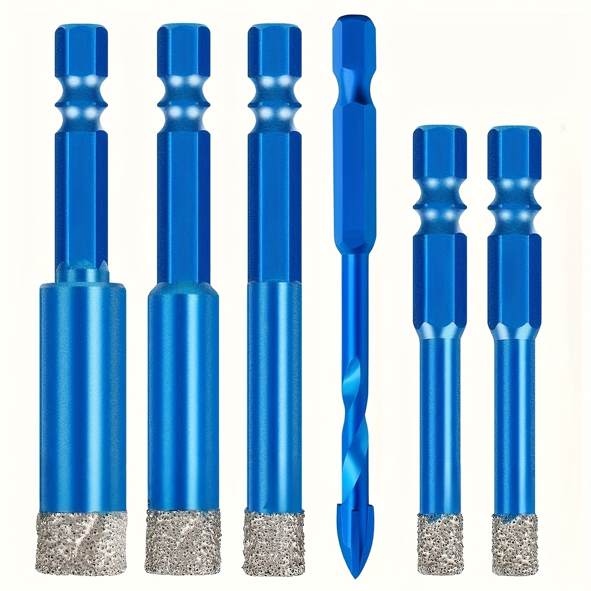 Image of 6pcs Diamond Drill Bit Tile Drill Glass Drill Set [6, 6, 8, 10, 12 Mm] With 6mm Carbide Drill Diamond Drill Bit For Hard Tiles Ceramic, Porcelain Stoneware, Marble And Granite