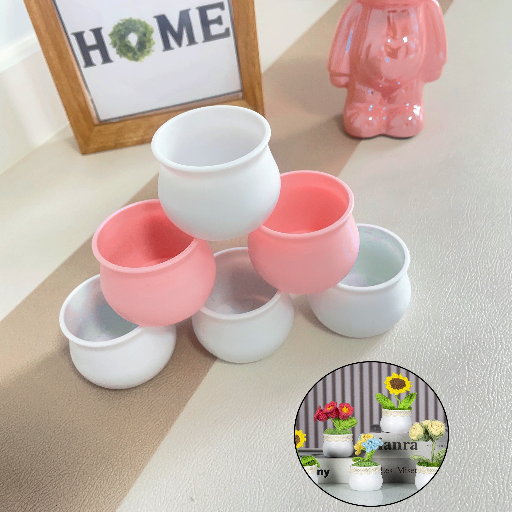 2er-Set Mini-Plastikblumentöpfe für DIY-Heimdekoration