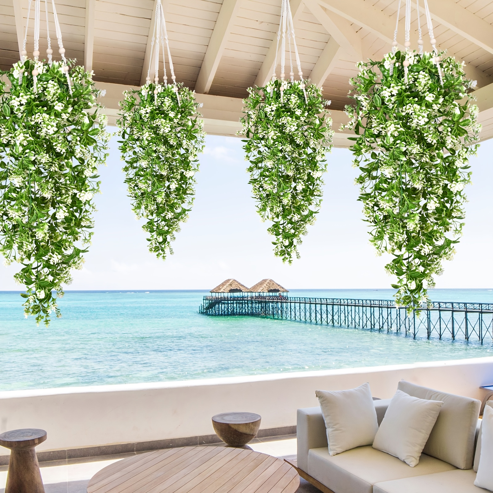 4 8 12pcs artificial hanging plant outdoor greenery - Temu