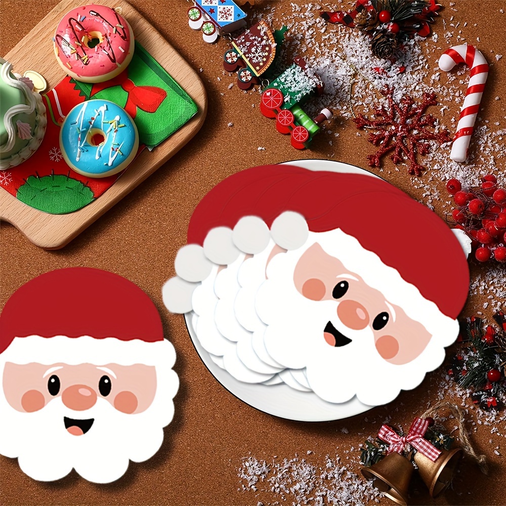 

20pcs Christmas Party Napkins - Cartoon Santa Design, 2-ply Disposable Tableware For & Decor