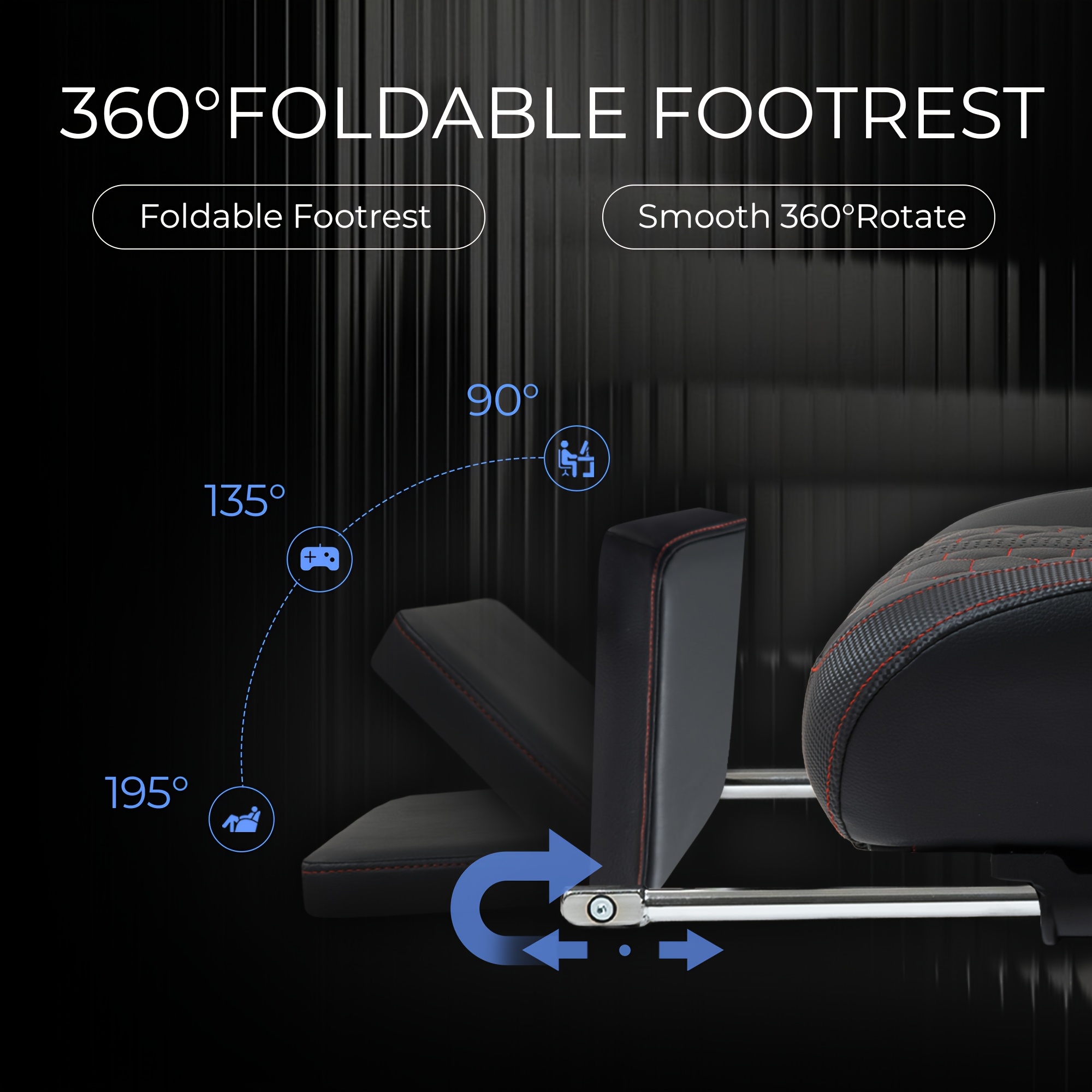 Gamingstoel in race-stijl met lendensteun en een gewichtscapaciteit van 181,44 kg - Ergonomische bureaustoel met hoge rugleuning, verstelbare voetensteun en 360° draaibare computerstoel, gemaakt van premium zwart voor ultiem gaming-/werkcomfort