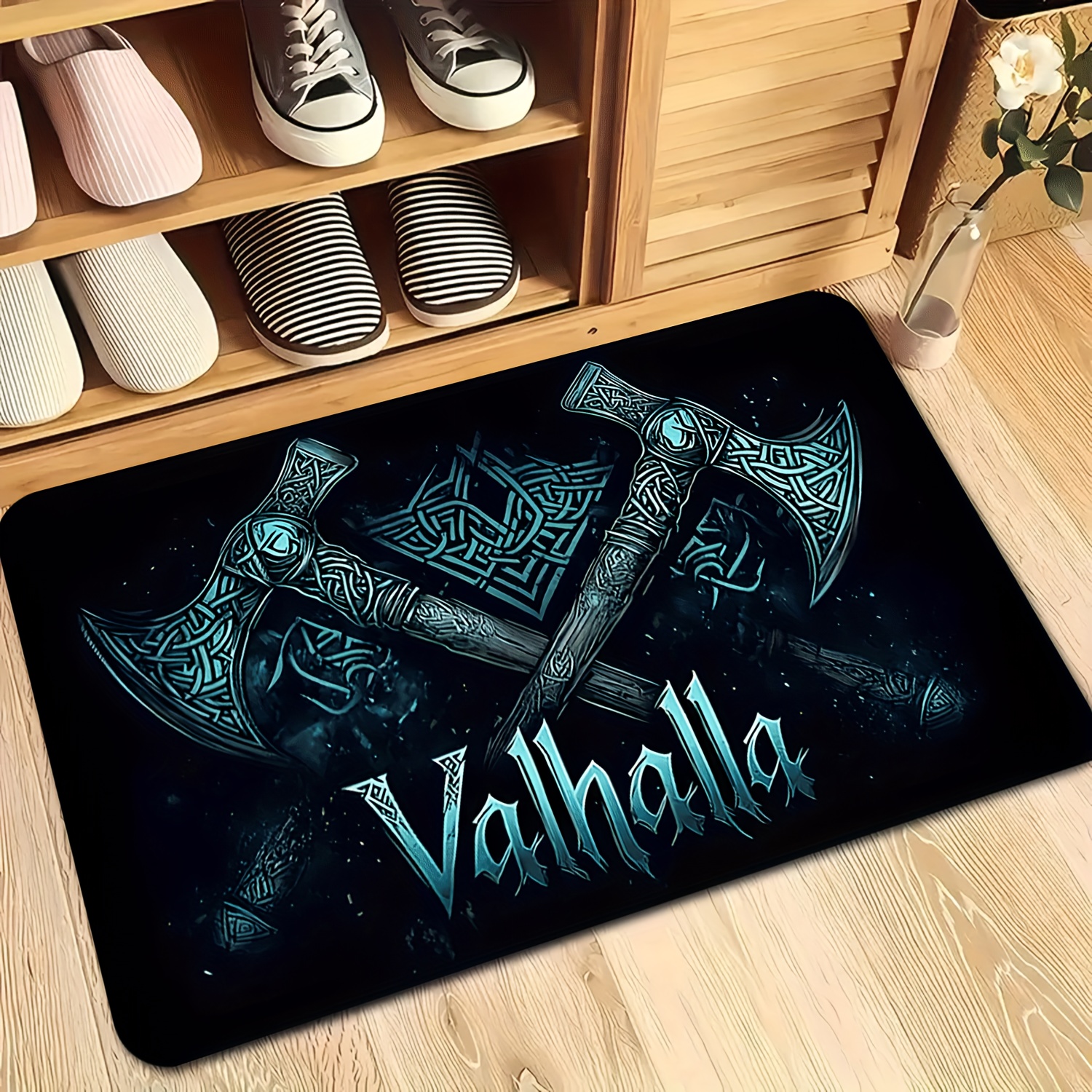TEMU 1pc High-end Flannel Theme Door Mat, Non-slip, Machine Washable, , Suitable For Kitchen, Restaurant, , Bathroom, Bedroom, Study Room, Computer