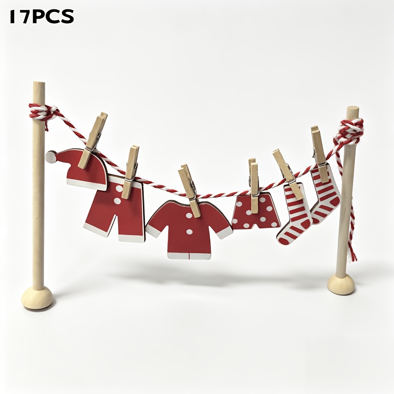 TEMU 17 décorations de corde à linge de nain, miniatures de nain, décorations de porte de nain pour Noël, Halloween, Thanksgiving et Noël, ornements