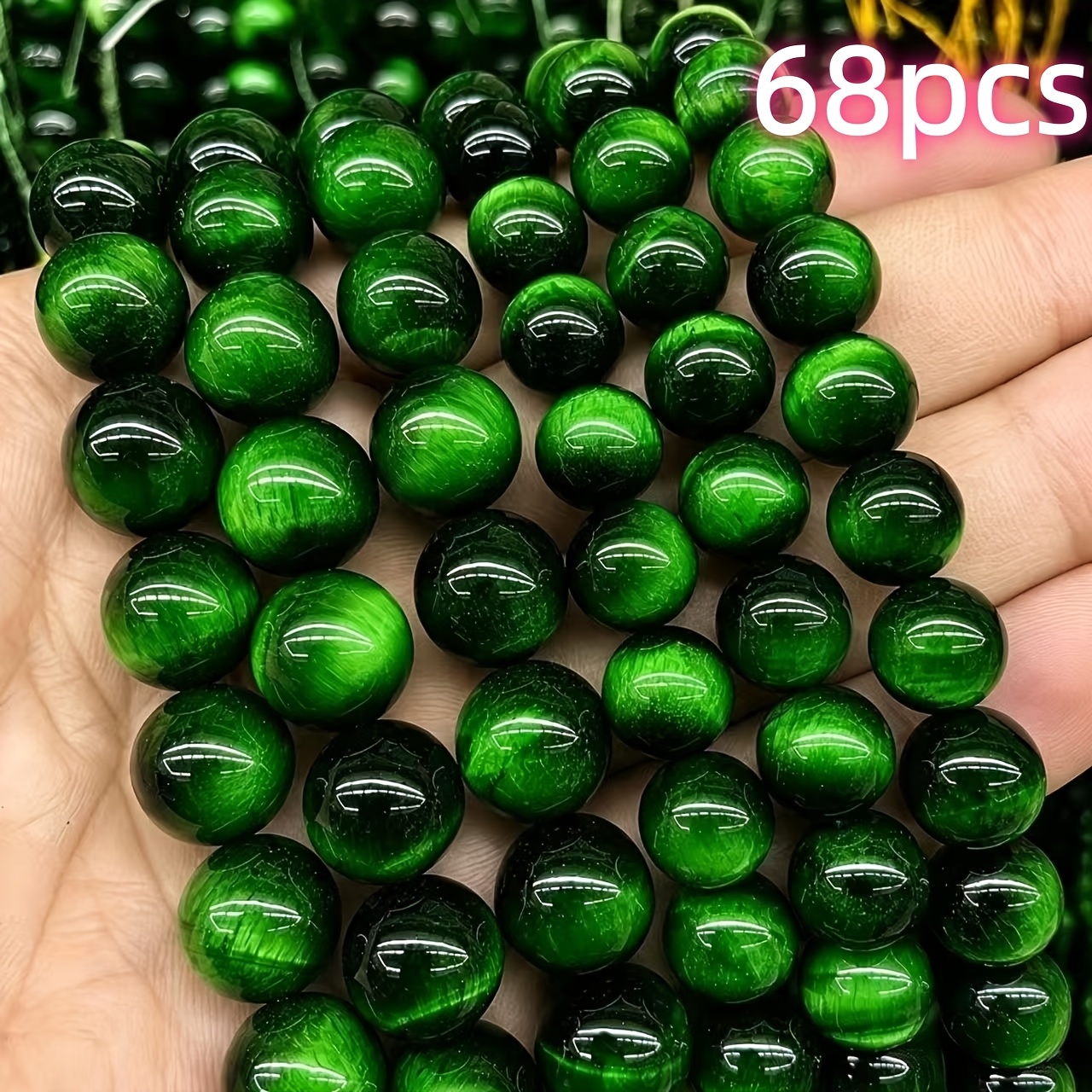 TEMU 68pcs 's Eye Loose Beads, Glass Material Jewelry Diy Supplies, Jewelry Diy Beading, Handmade Diy, Decorative Supplies, Used For Keychains,